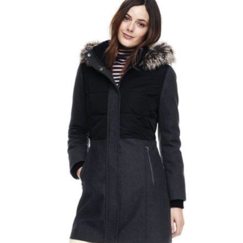 Gray/Black Lands End Hybrid Coat Women's 10-12